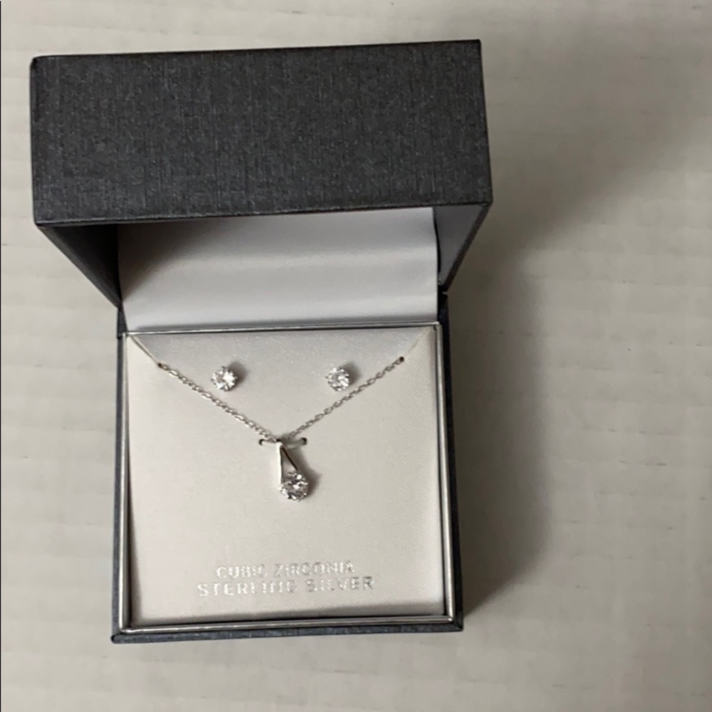 Prime rose cubic zirconia necklace and earrings